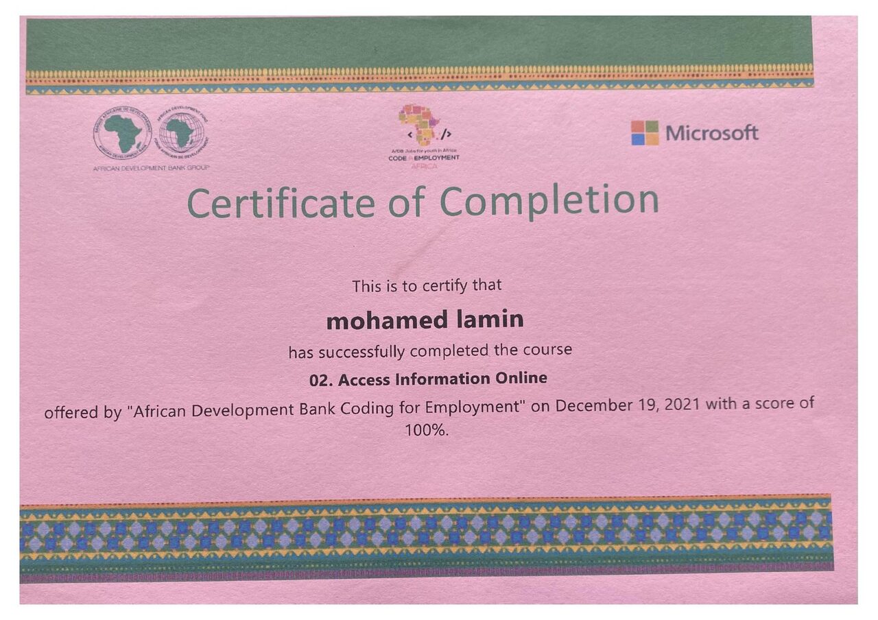 Access Information Online certificate