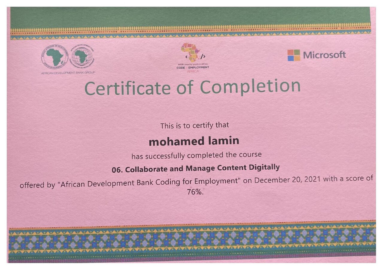 Collaborate and Manage Content Digitally certificate