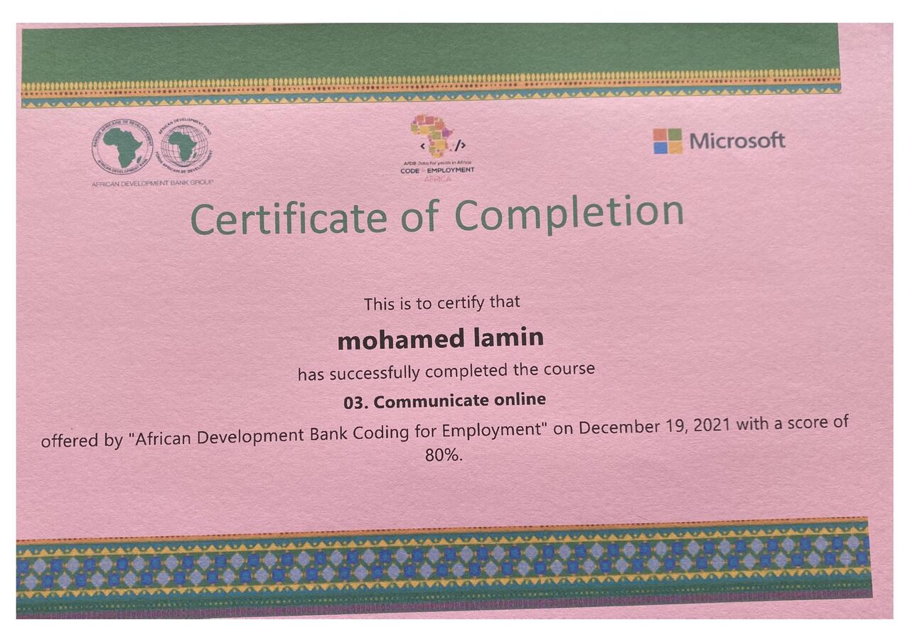 Communicate Online certificate
