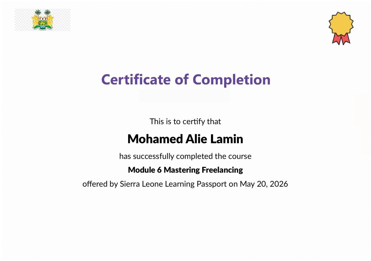 Mastering Freelancing certificate