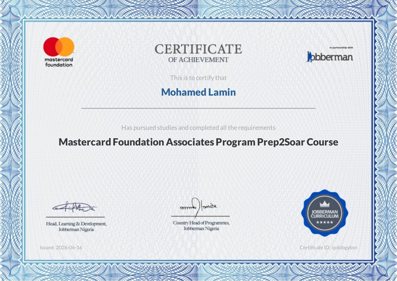 Mastercard Foundation certificate